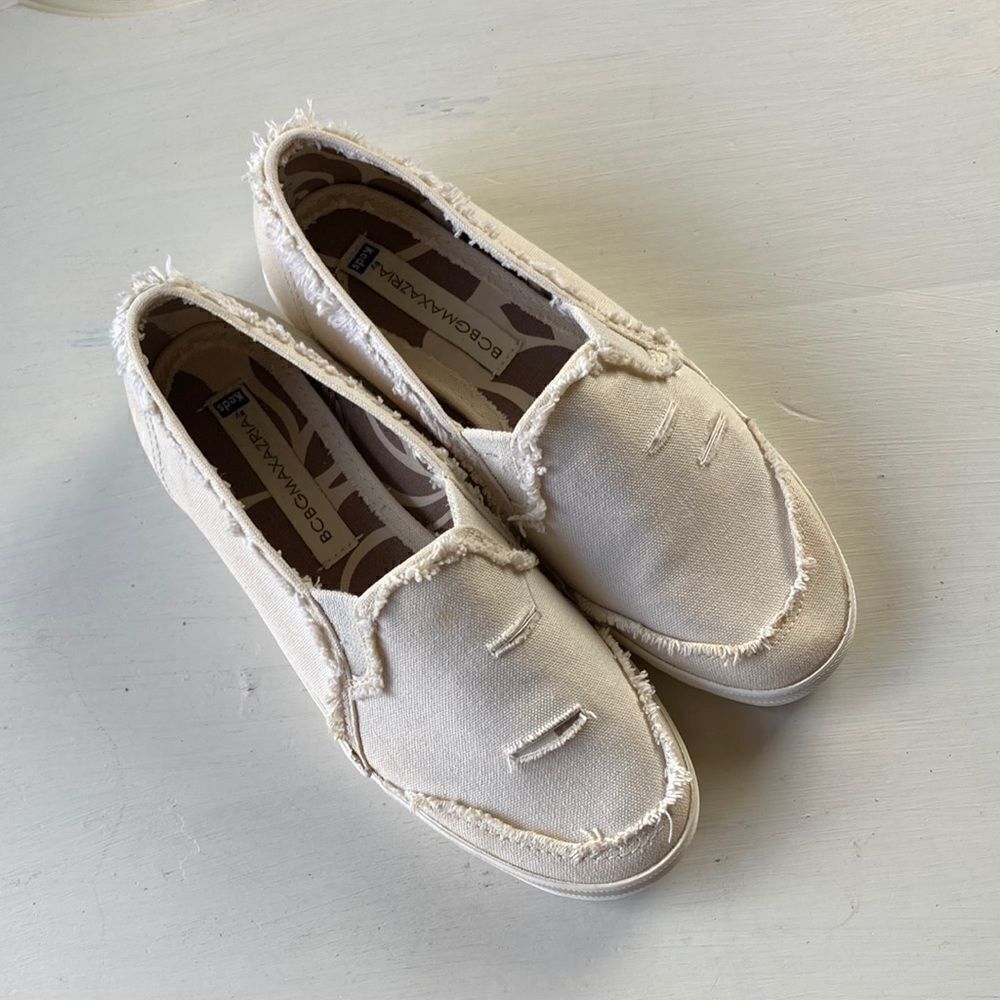 BCBG MAXAZRIA By Keds Distressed Slip On Canvas Sneakers Size 5.5